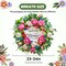 24-Inch Spring & Summer Wreath for Front Door – Artificial Peonies, Tulips, Roses & Garden Flowers with “Welcome” Wooden Sign for Indoor/Outdoor Home Décor